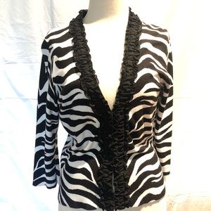 White House Black Market Zebra Print M Cardigan.